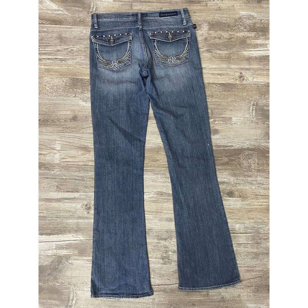 Rock & Republic Kasandra Flared Jeans Studded Embroidered Women’s Size 8M